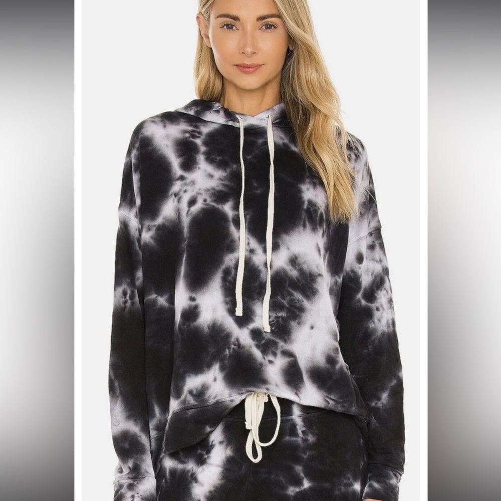 Sundry Women’s Hoodie Black White Tie Dye, Size 0